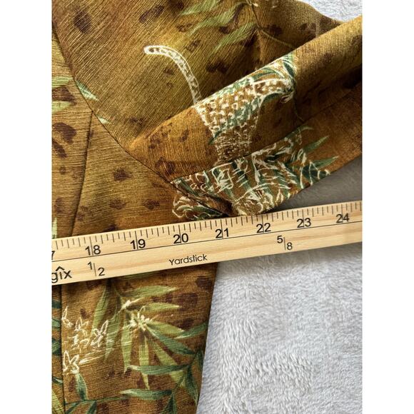 Vintage Silkland Women’s Large 100% Silk Button Up Shirt Big Cats Tiger Leopard - Picture 5 of 6